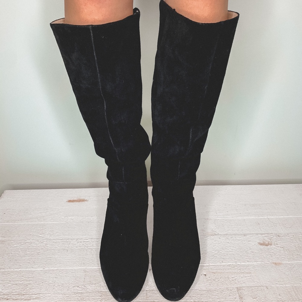 Nine West “Numberone” black suede boots